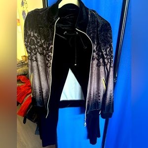 💲SOLD ✅Brand new EZE Black Embroidered jeweled Sweat suit set from Germany